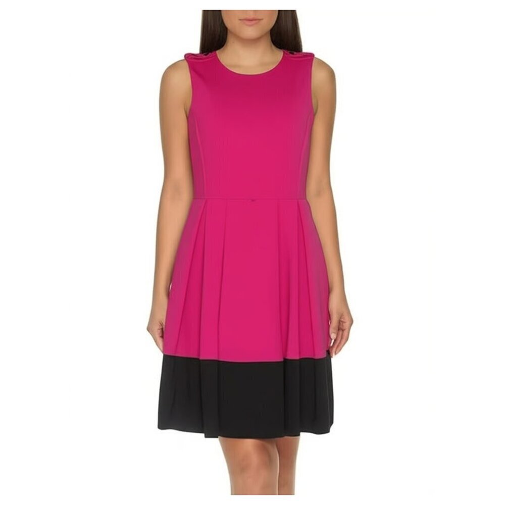 Calvin Klein Women’s Fit & Flare Pleated Dress Size 14W Plus Size Career Work